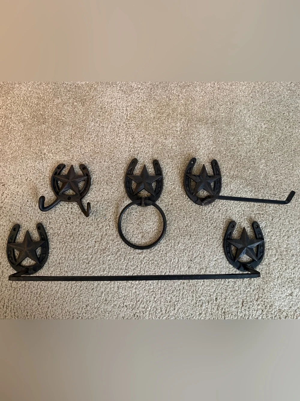 Rustic Star & Horseshoe 4-Piece Bathroom Set: Western-Style Decor